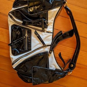 Isabella Fiore black and white leather handbag